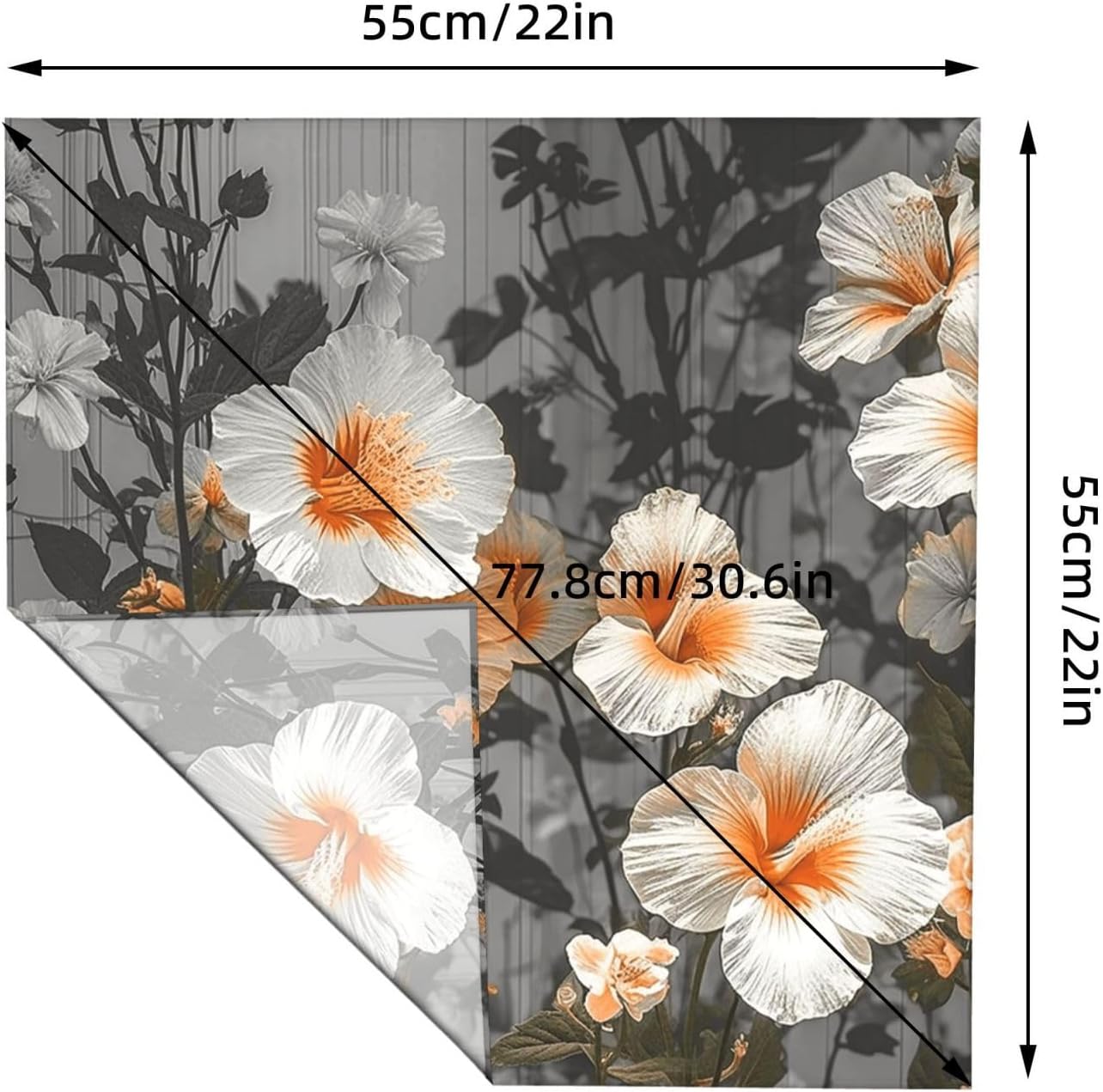 Cotton Bandanas 22x22 inches Blooming Hibiscus Flowers Square Scarfs for Men Women Novelty Headband Handkerchiefs