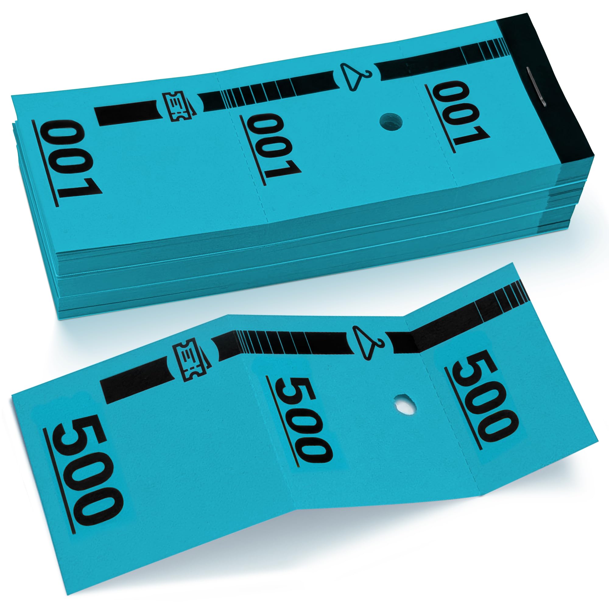 500 Tickets Vestiaire Bleus Numérotés – Papier Cartonné Très Résistant Usage Professionnel – 3 Volets Détachables – Format 5x14 cm – Idéal pour Événements, Soirées, Associations, Loteries