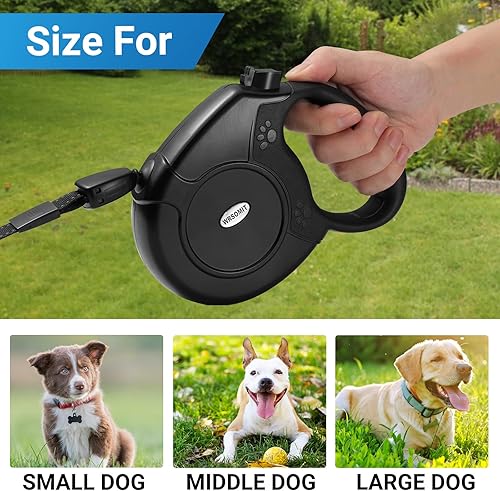 Miniatura 6 de Correa retráctil para perro, correa resistente de 26 pies para perros pequeños, medianos y grandes de hasta 110 libras, mango antideslizante, 360