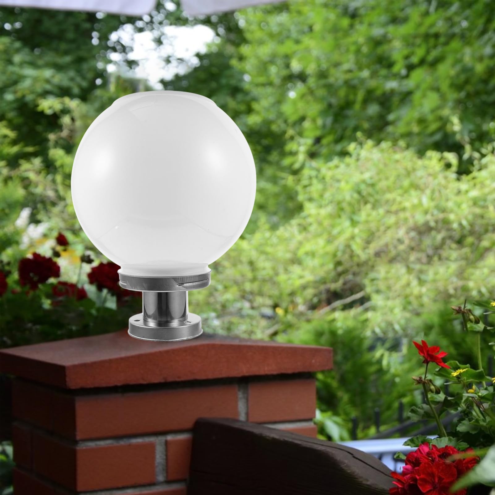 BESTonZON Lámpara Solar Para Exteriores Forma De Bola, Luz Solar Estigmatizada, Blanca 250mm, Aplique De Pared Para Patio, Resistente Al Agua, Luz Ambiental Para Jardín