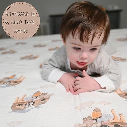 Miniatura 22 de LollyBanks Manta de muselina para envolver a niños y niñas, 100% algodón, suave para recién nacidos (estampado de copos de nieve) de 47 x 47