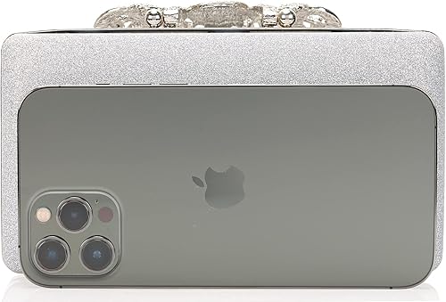 Miniatura 4 de Dexmay - Bolso de mano con diamantes de imitación y cierre de corona de cristal, bolso de noche para mujer, bolso formal para fiesta