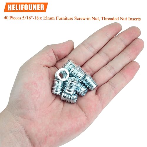 Miniatura 57 de 30 piezas de insertos roscados de 5/16"-0.709 x 0.787 in con llave hexagonal, insertos de madera, acero al carbono chapado en zinc azul