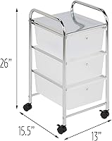 Vista 6 de Honey-Can-Do - Carrito de almacenamiento de plástico de 3 cajones con ruedas, plateado