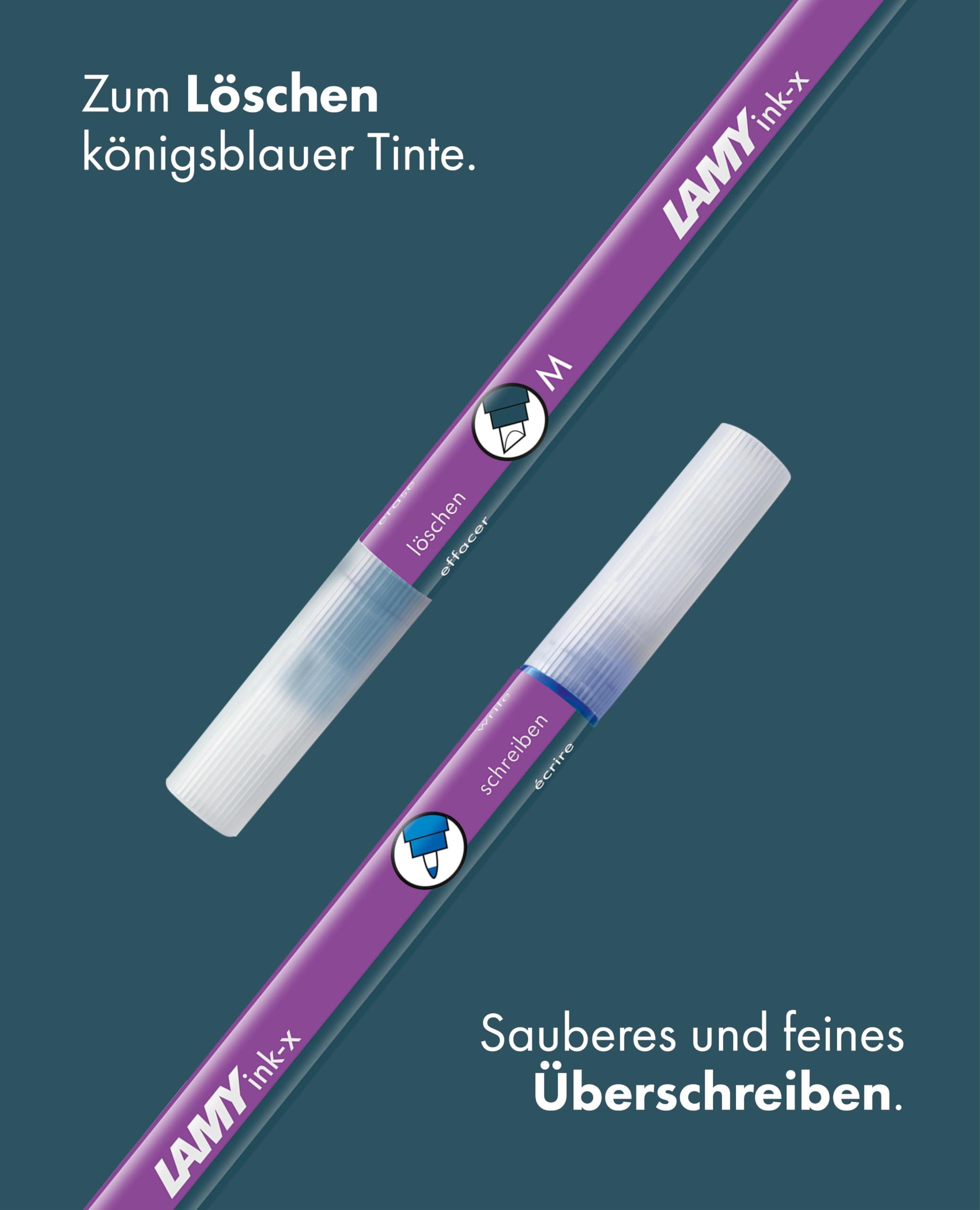 LAMY Zestaw 2 gumek do tuszu Velvet plastik z końcówką dociskową i korekcyjną średnią