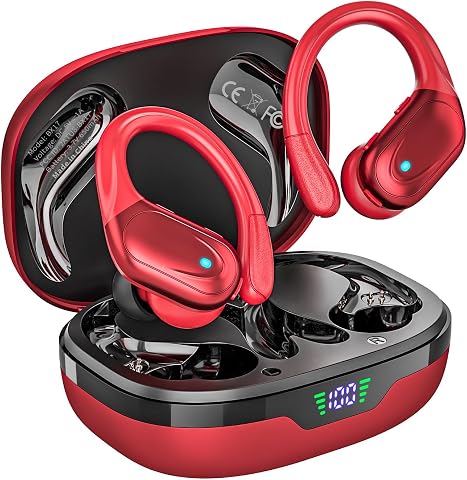 HAOYUYAN BX17 Wireless Sports Earbuds, Matte Red