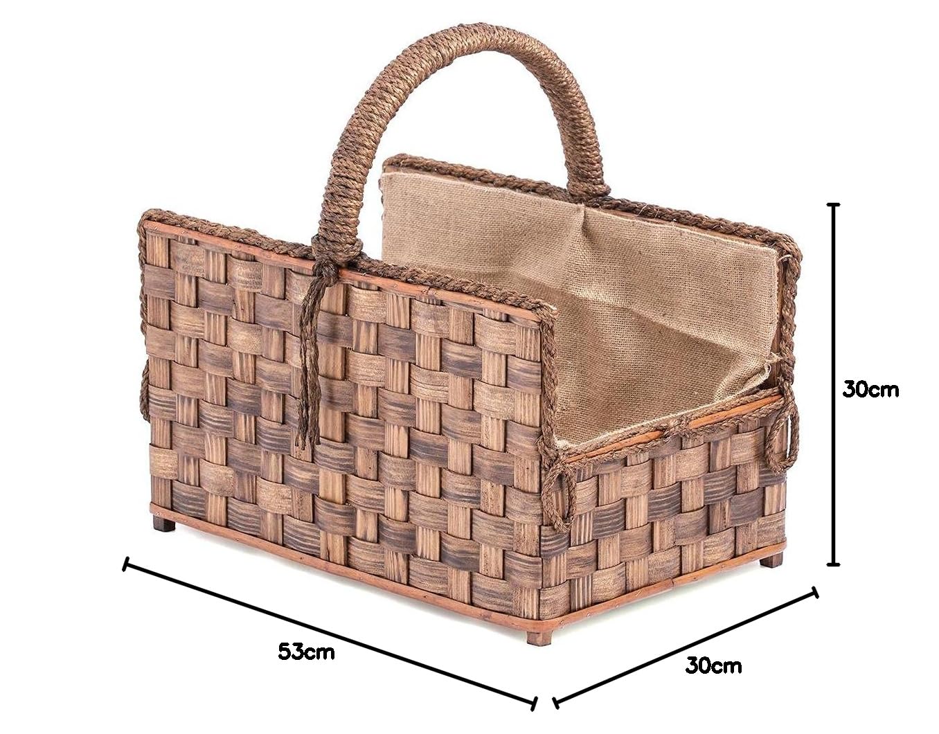 Cesto de leña rectangular con asa