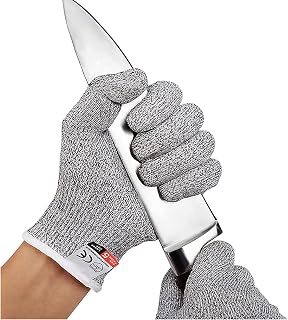SHULLIN 1 Pair Level 5 Protection Cut Resistant Gloves Safety gloves Food-Safe Cut Proof Gloves for Kitchen Meat Cutting Oyster Shucking and Butcher Outdoor Work Protective(M)