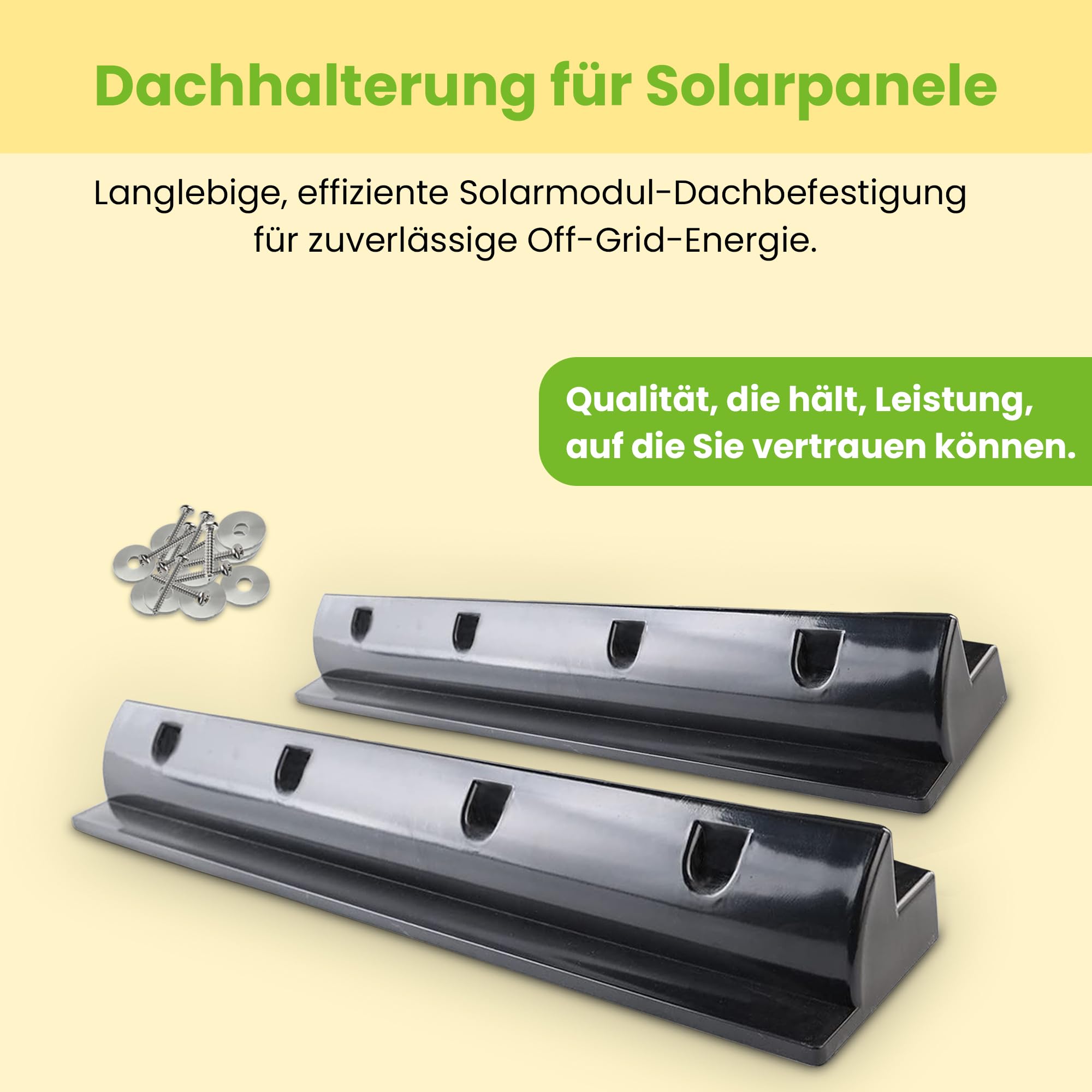 Offgridtec Spoiler Solar Dachhalterung Set von 2 (55 x 8,9 x 6,5 cm), Heavy Duty ABS PV Halterung für Solarmodule, Leicht & Stabil, Vorgebohrte Montageschraubenlöcher, Wetterfest & Langlebig, Schwarz