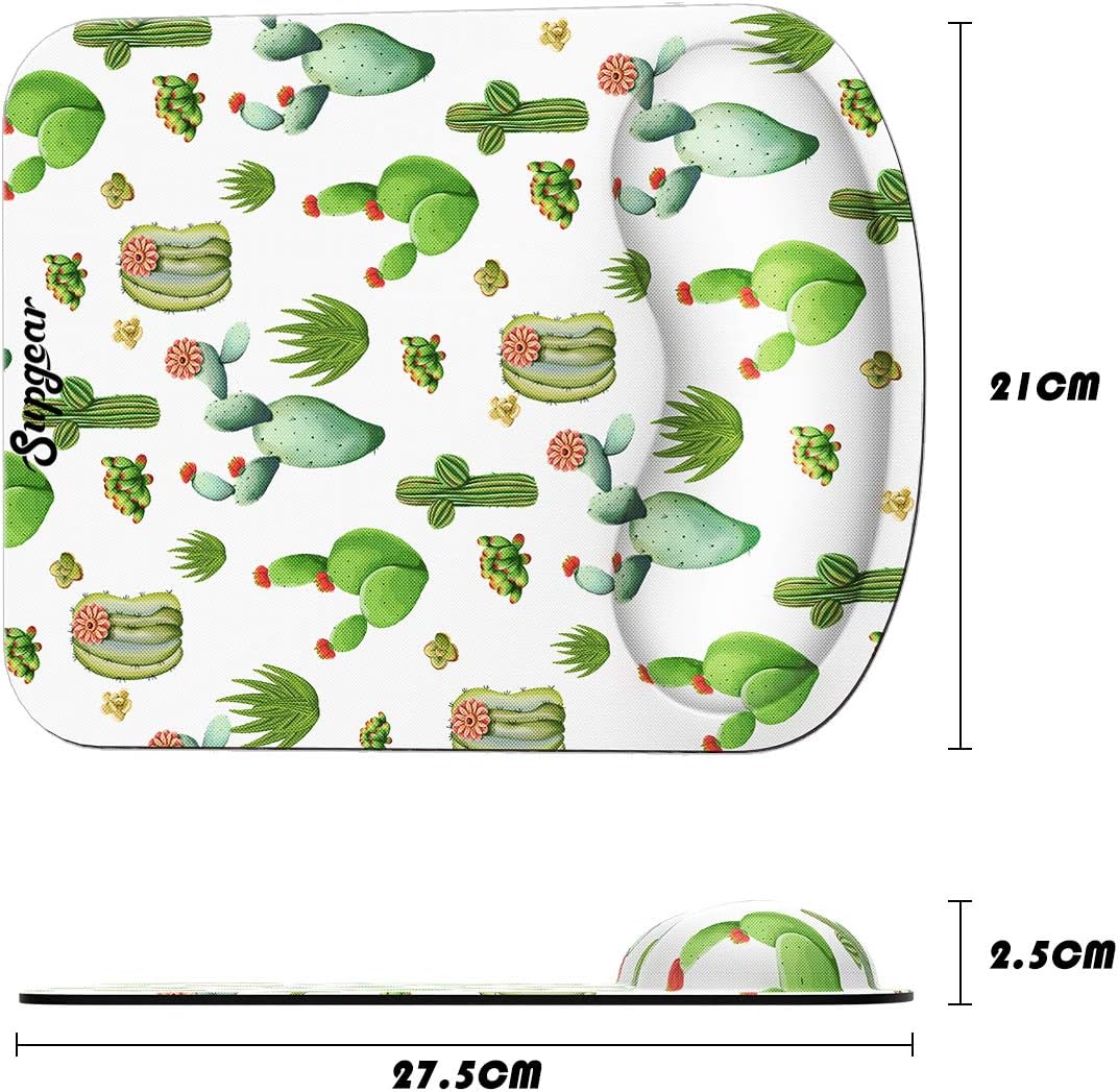 SUPGEAR Mouse Pad with Gel Wrist Rest Support, Gaming Mouse Mat Non-Slip Rubber Base, Comfortable Pad Ergonomic Design, Wrist Rest Pad Suitable for Laptop PC 10.8 x 8.3 Inch (Cactus)