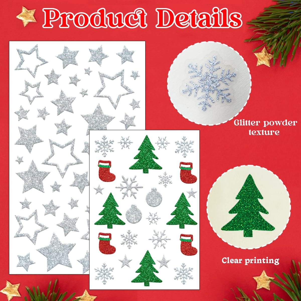 500 Autocollants Ronds De Noël - 6 Styles Flocons De Neige, Étiquettes Cadeaux Scrapbooking - 10