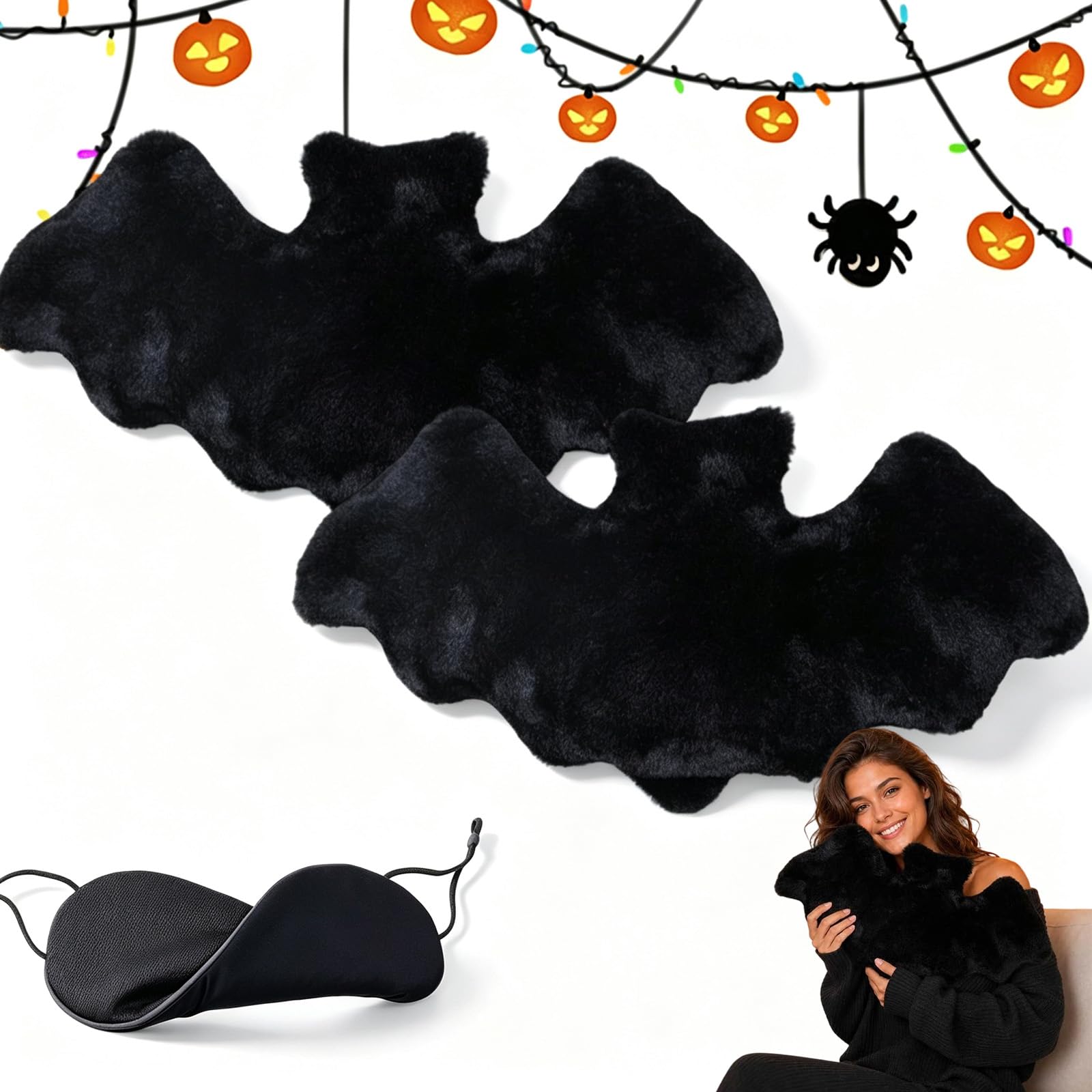 ELMVAR Halloween Bat Shaped Throw Pillow, 2026 New Spooky Gothic Bats Throw Pillows, Durable & Soft Halloween Decorations Plush Pillows for Couch, Sofa, Bed, Gift, Home (2PCS,1)