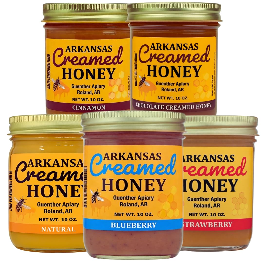 Creamed Honey Variety Pack: Indulge in 5 Delicious Flavors – Blueberry, Chocolate, Cinnamon, Natural & Strawberry for Every Sweet Occasion