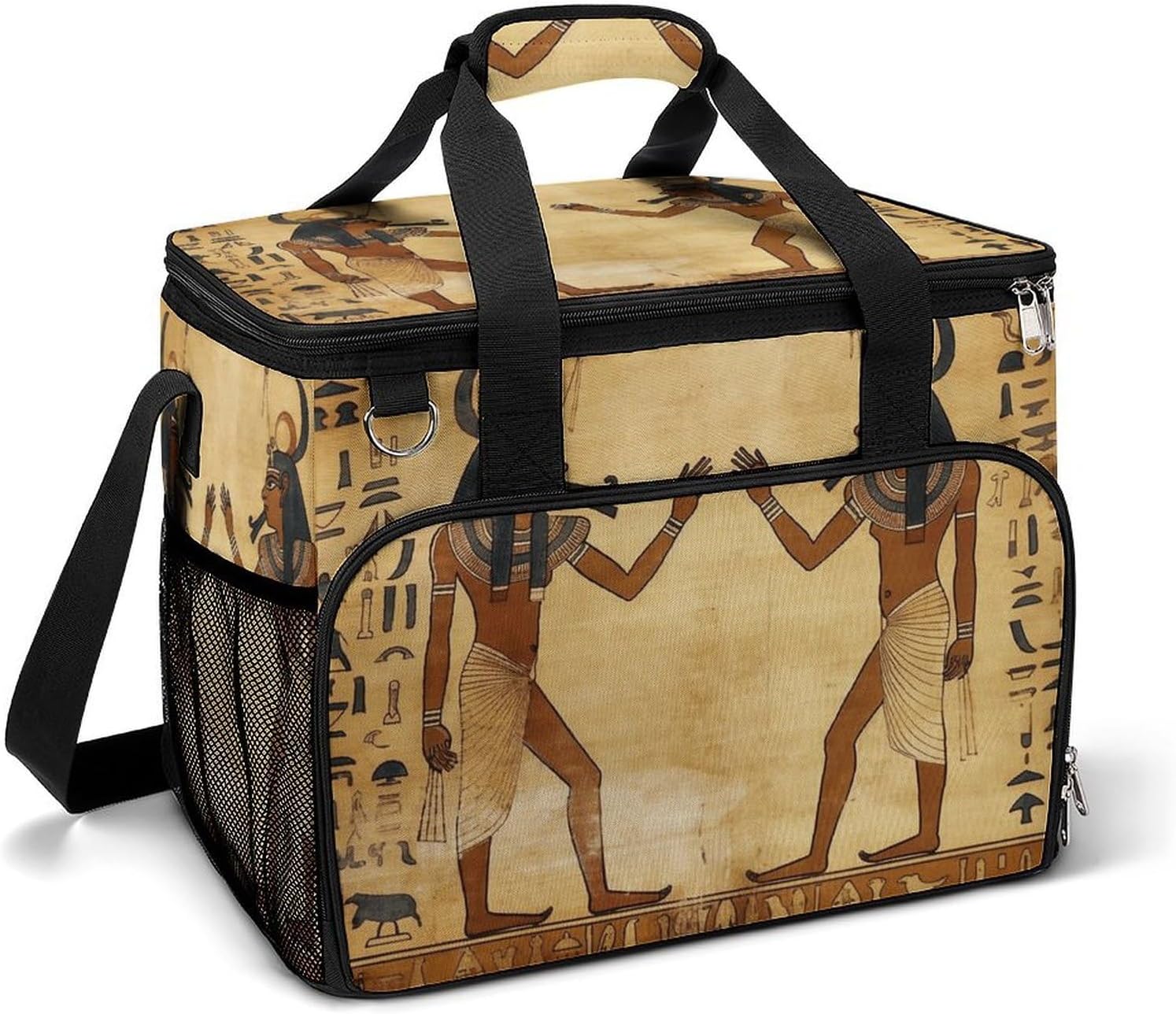 Insulated Picnic Backpack Tote Bag, Large Capacity 30L Ancient Egyptian Cooler Bag Leakproof Beach Bags Portable Lunch Box Waterproof Picnic Basket for Beach Camping BBQ