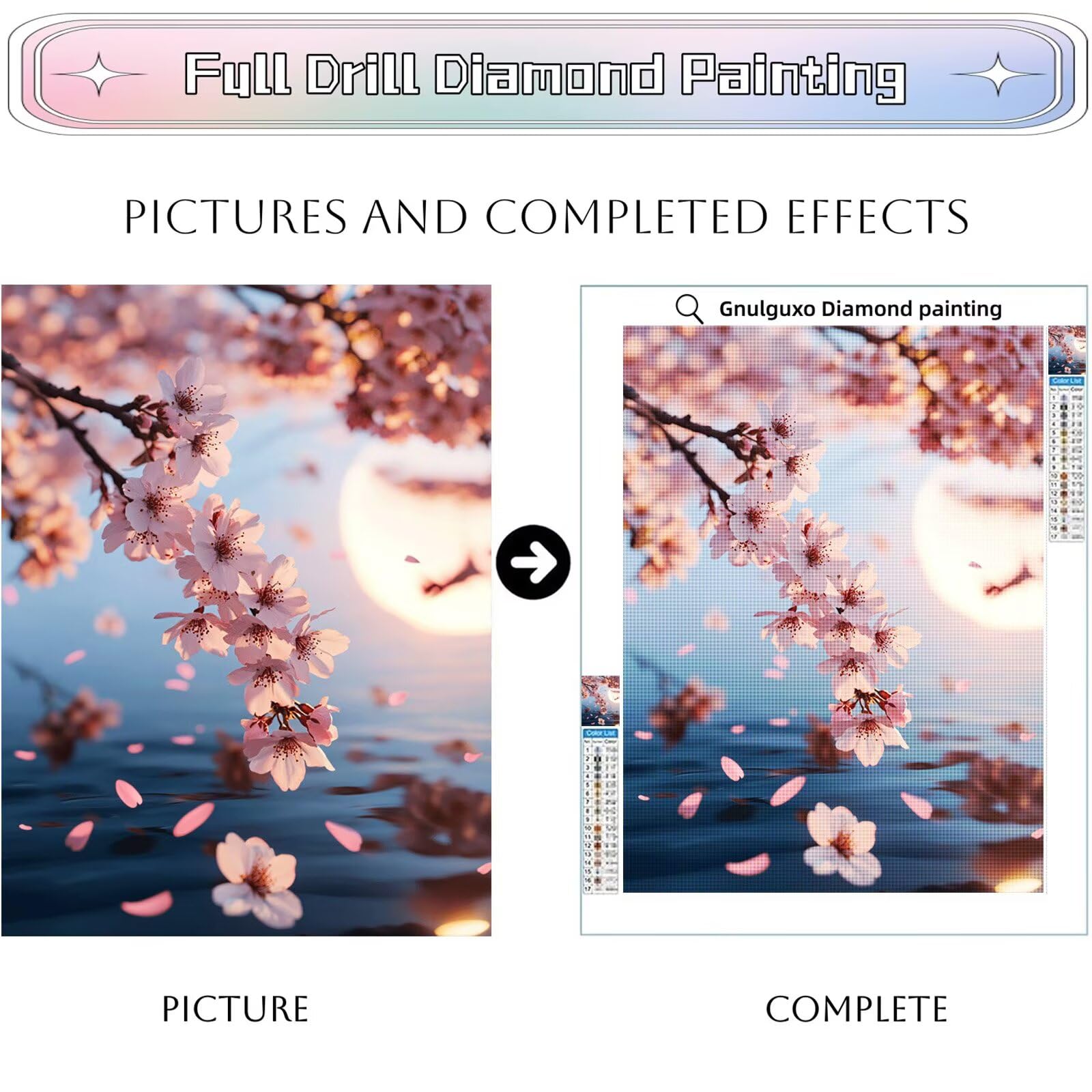 Diamond Painting Kit Completo Fiori di ciliegio Diamond Painting Albero Modello, 5D Fai Da Te Passatempo per Adulti Strass Ricamo Punto Croce per Home Wall Room Decor, Regalo Donna 70x100cm, Model947
