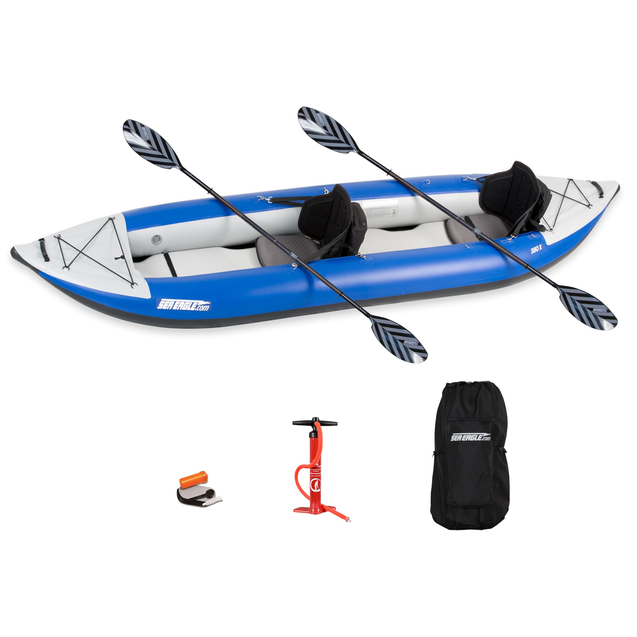 Sea Eagle 380X 12'6" Explorer Inflatable Kayak- Fishing, Touring, Camping, Exploring &White Watering-Self Bailing, Removable Skeg, Drop Stitch Floor
