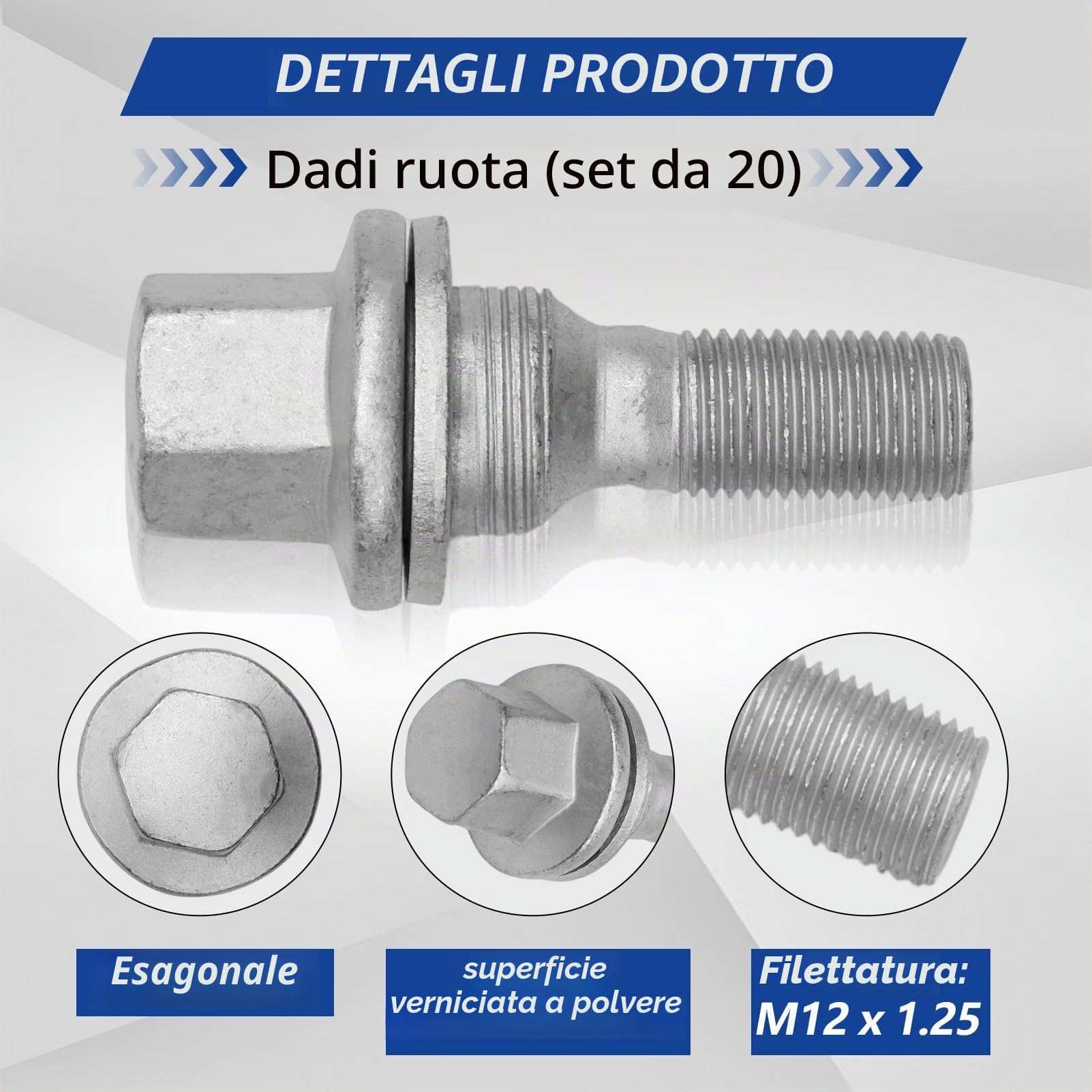 20 Pezzi M12 X 1,25 Bulloni Per Ruote Per C3 206 307 308 540567 | 20pcs M12 1,25 Bullone Ruota Per Berlingo Picasso C3 C4 Zafira Jumper Xsara 106 206 307 308 407 3008 5008 9817024580