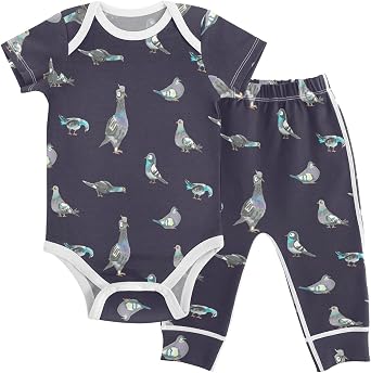 vvfelixl Baby Clothes Set - Cute Cartoon Pattern Bodysuits & Pants Set - Unisex 0-24 Months