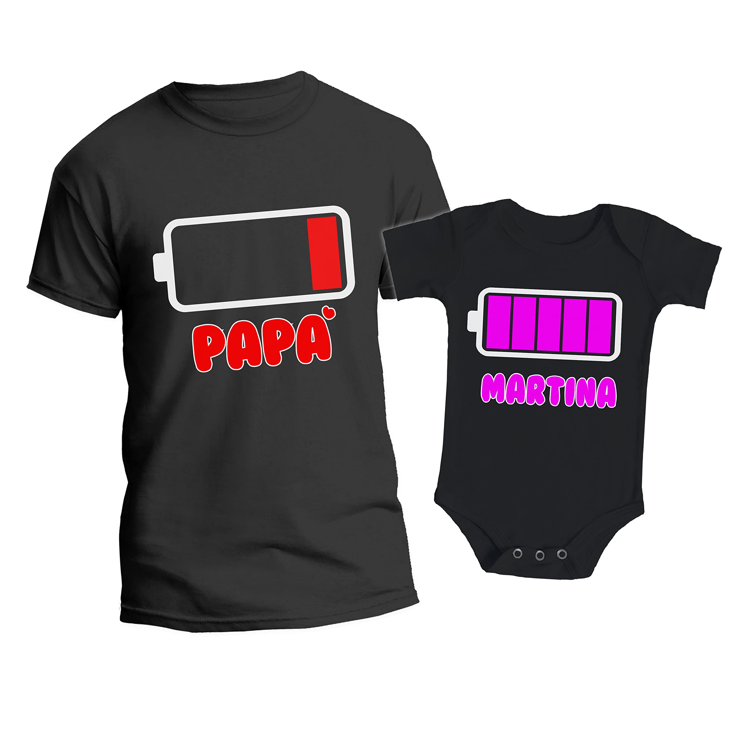 Coppia T-shirt Uomo e Body Neonato Intimo da Giorno - Nome Personalizzato - Padre - Figlia - Femminuccia - Set - Famiglia - Festa Papà - Coordinato - Idea Regalo - Famiglia - Regalo
