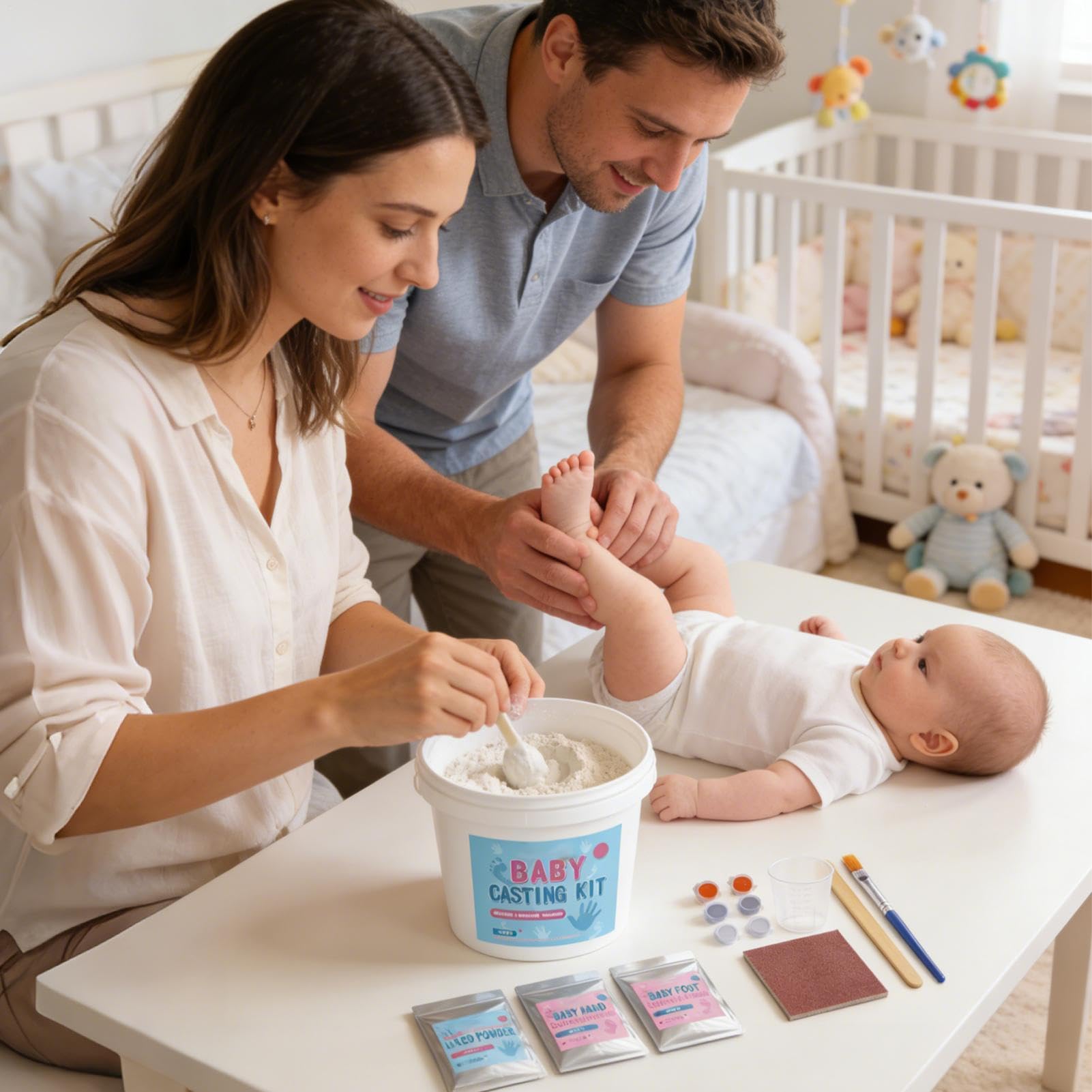 Stampo per Impronte Mani in Polvere Kit Piedi Bambino Ricordo Antiaderente | Kit per Creare Calchi in Gesso per Cameretta, Compleanno, Feste, Casa, Famiglia