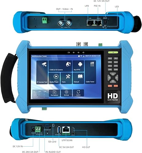 Miniatura 12 de Koolertron Probador de cámara IP de pantalla táctil IPS 4K H.265 de 7 pulgadas - IPC-9800 Plus, CCTV, CVBS, probador analógico, WiFi incorporado