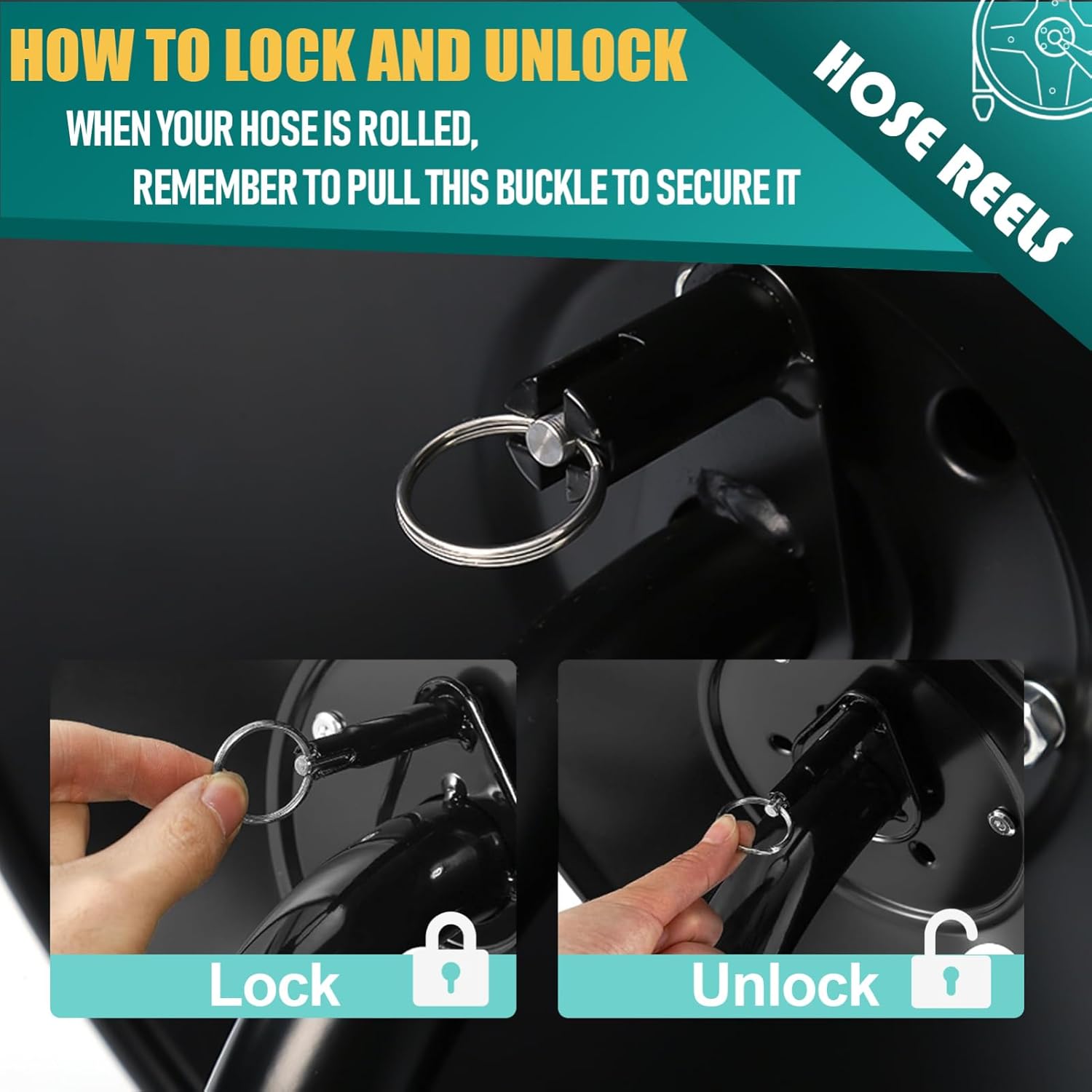 Pressure Washer Hose Reels - Heavy Duty Stainless Steel Washer Reel | with 90 Degree Elbow Adapter, for Air, Liquid, Water Use, Floor and Wall Mounting