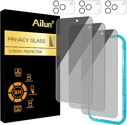 Vista 24 de Ailun Paquete de 2 protectores de pantalla de privacidad para iPhone 13 Mini [5.4 pulgadas] + 2 protectores de lente de cámara, película de vidrio