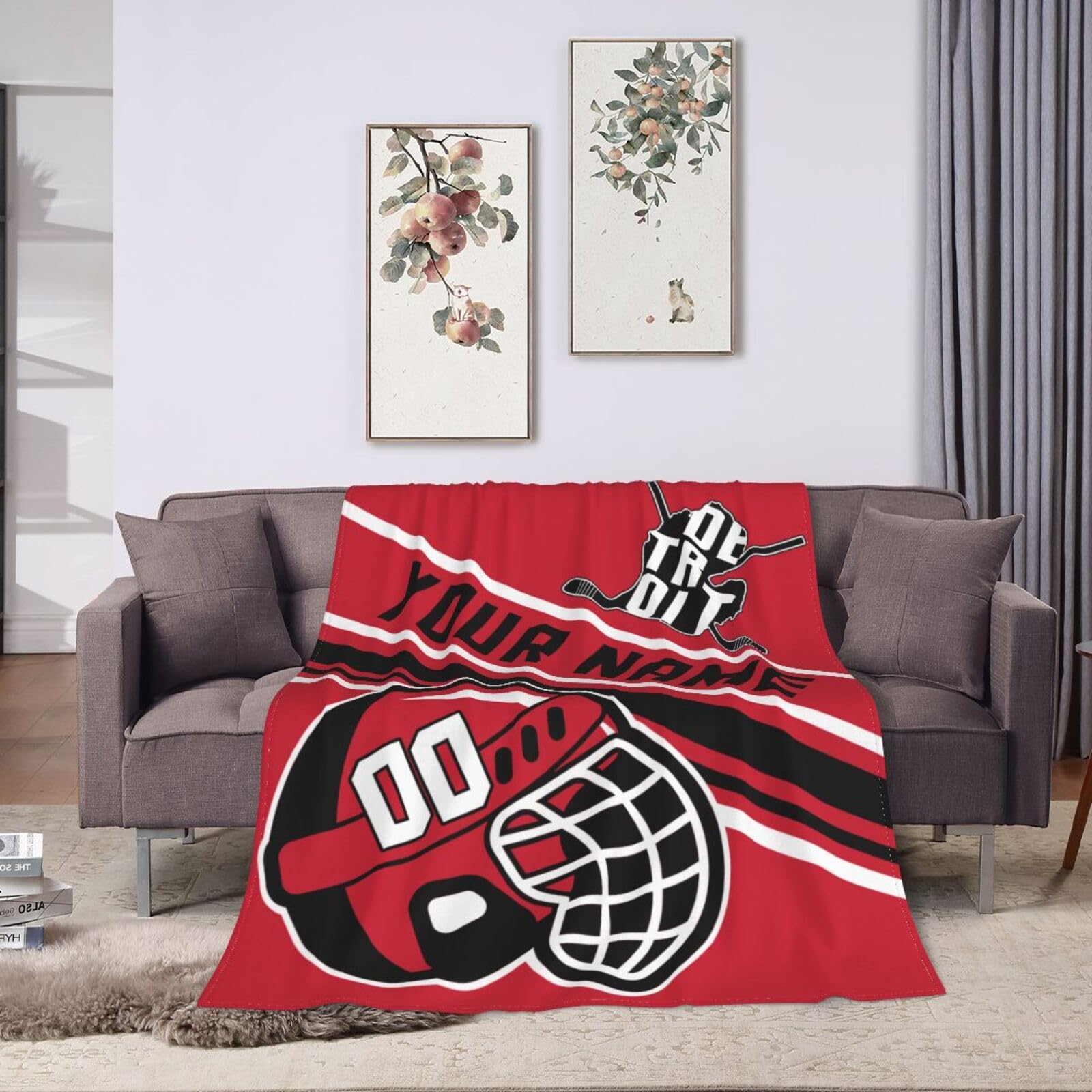 Custom Hockey City Blanket Personalized Fans Gifts for Men Winter Throw Blankets Add Name and Number, 40