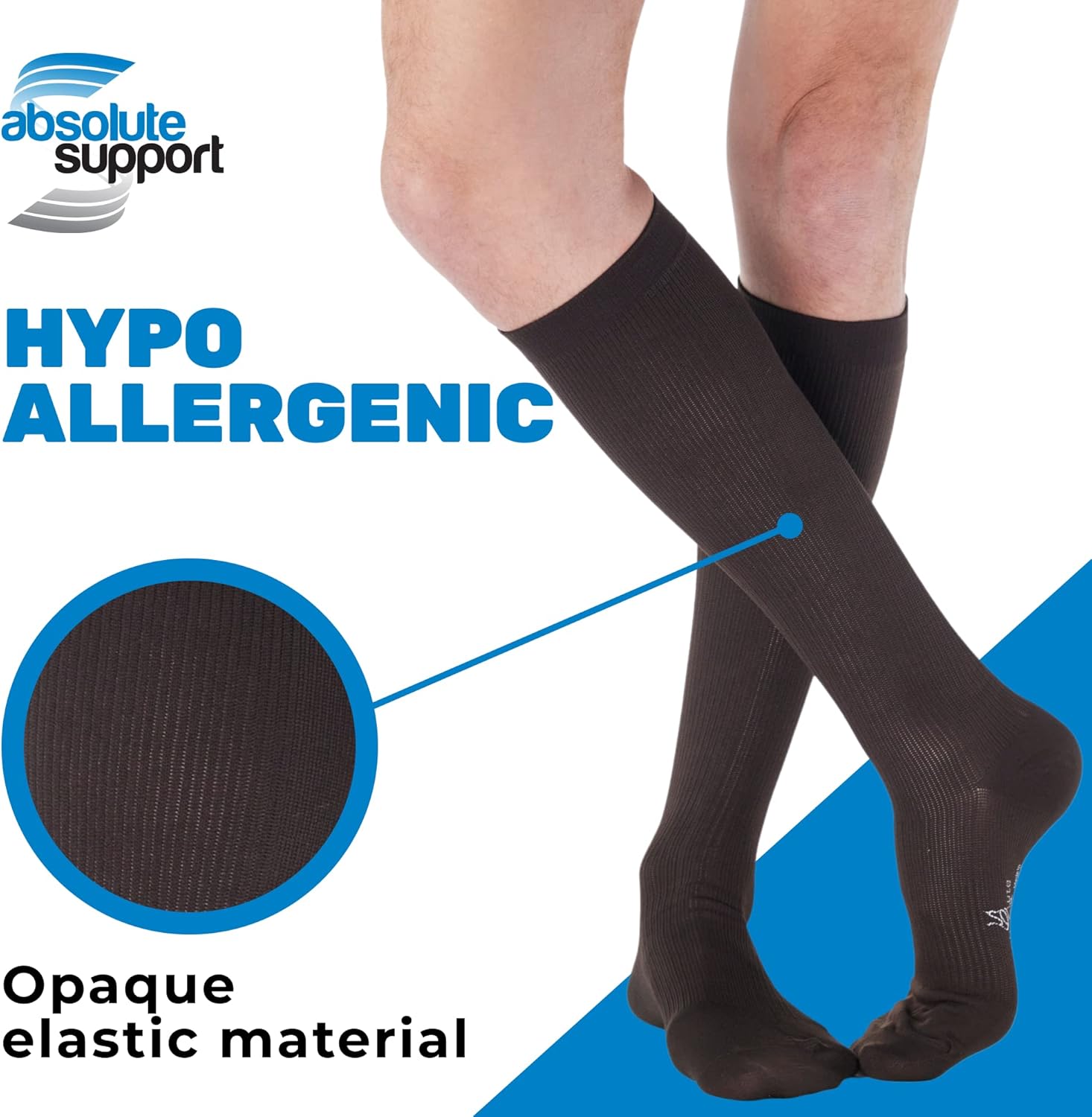 ABSOLUTE SUPPORT (6 Pairs) Graduated Cotton Compression Socks for Men 20-30mmHg | For Work Fly Airplane - Made in USA - Gray & Brown, Large