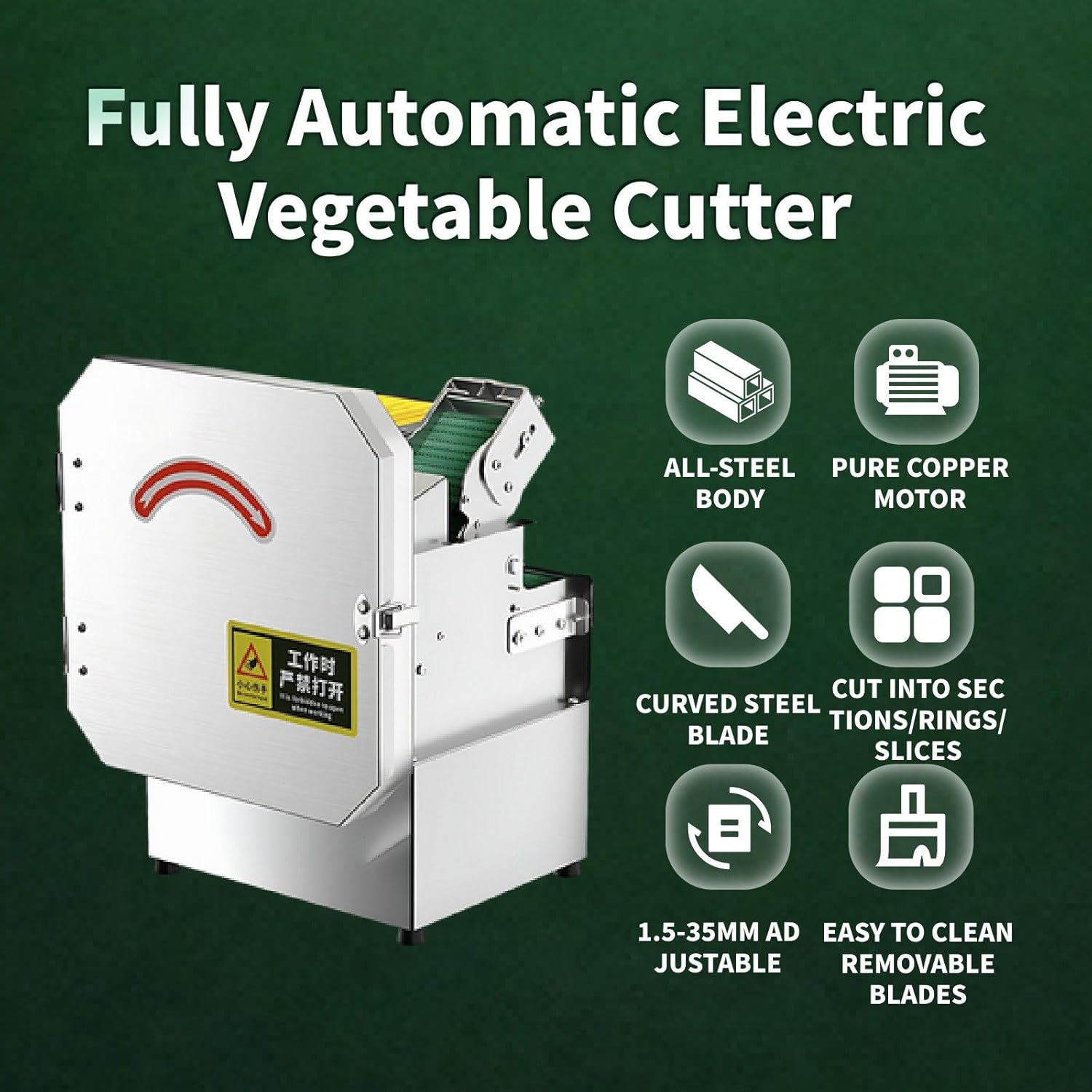 Electric Vegetable Cutter, 200W High-Power Chopper for Efficient Slicing of Onions, Ginger, and Potatoes, 150Kg/Hour Capacity