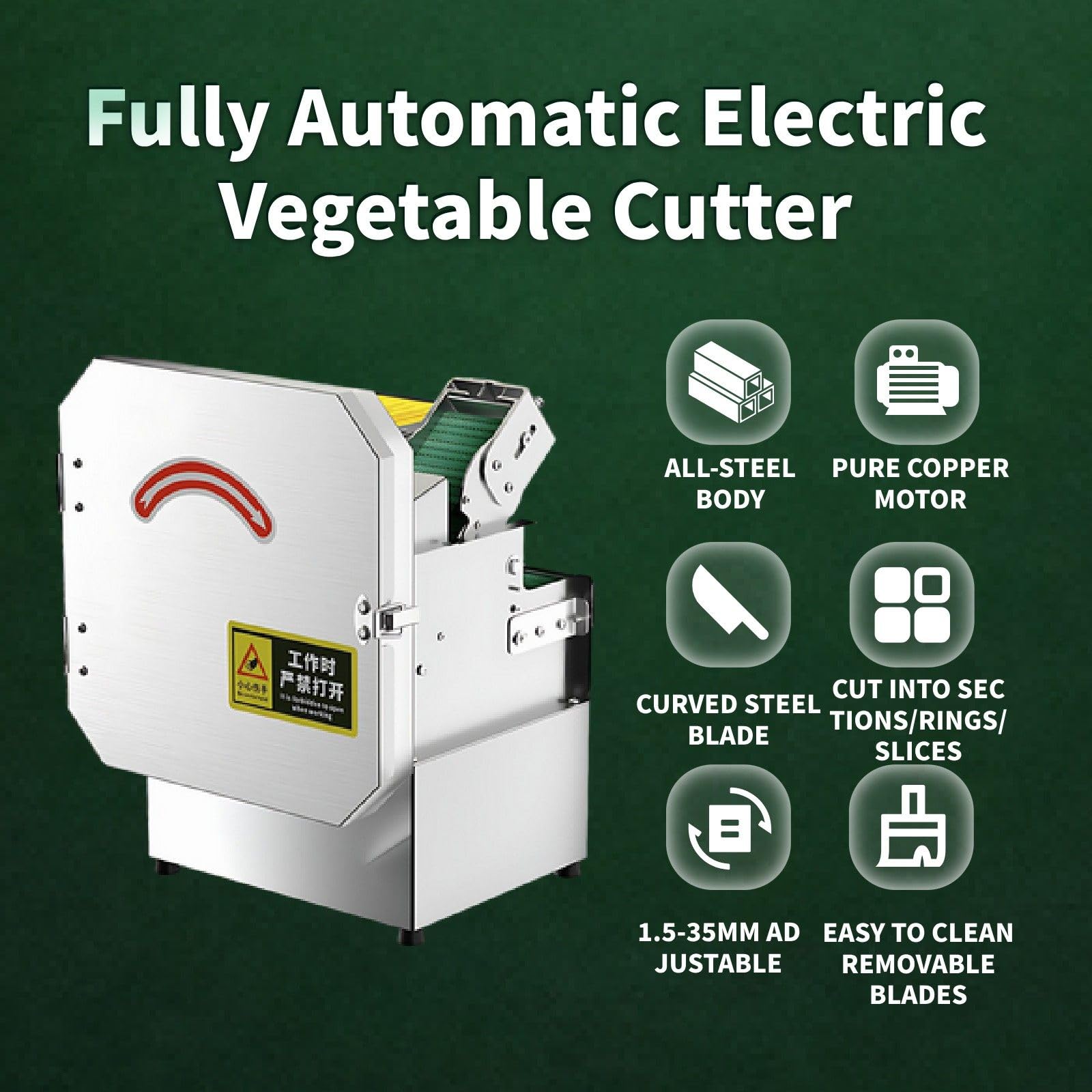 Cortadora De Cebollino Comercial De 200 W, Cortadora De Verduras Eléctrica Compacta, Grosor Y Longitud Ajustables De 1,5 a 35 Mm, para Cebollino Y Cebolletas