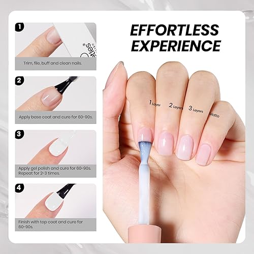 Miniatura 6 de Beetles - Esmalte de uñas de gel semipermanente con brillantina, para uñas francesas, manicura y arte de uñas en casa con lámpara ultravioletaLED,