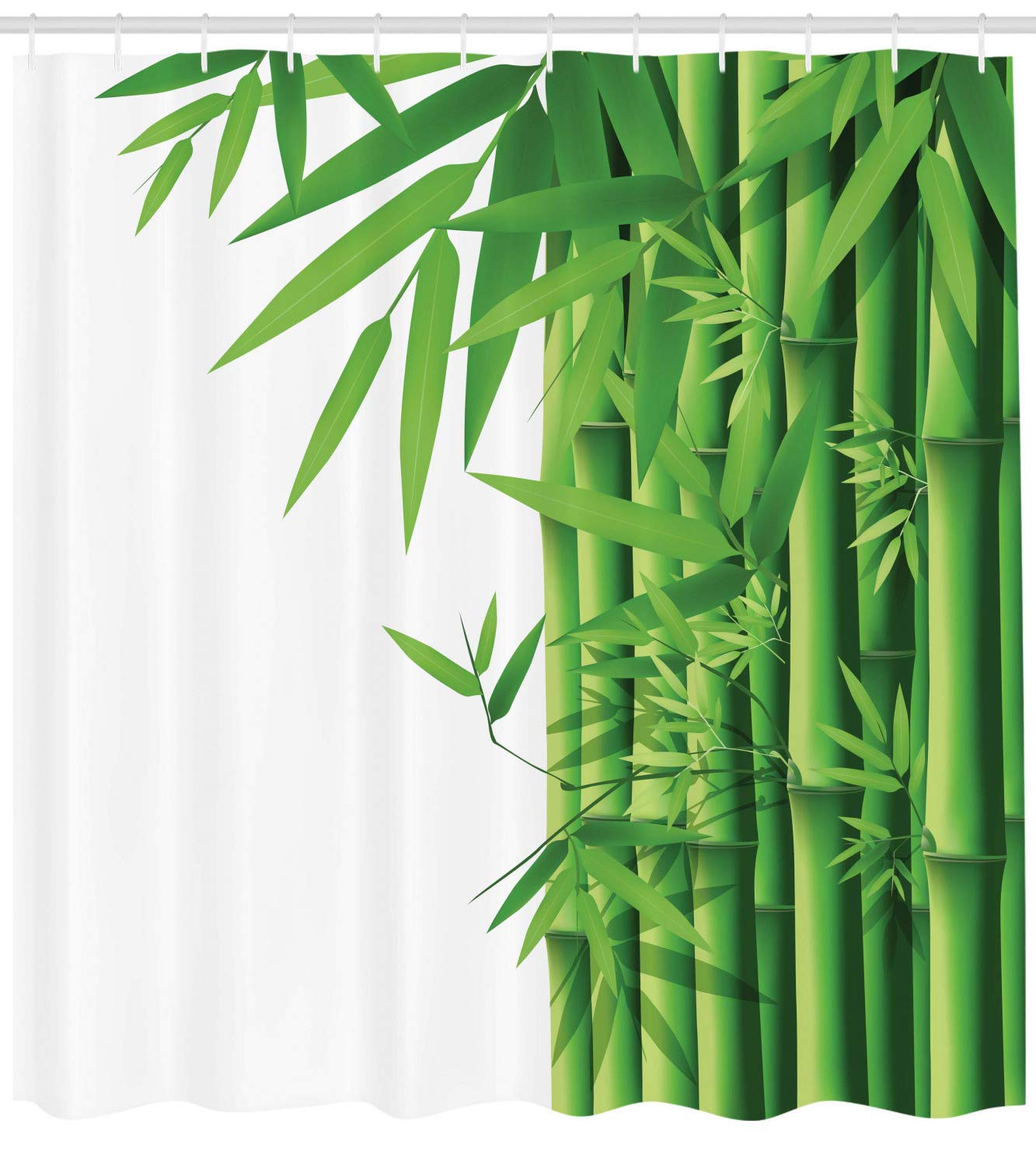 ABAKUHAUS Bamboo Shower Curtain, Modern Image of Fresh Bamboo Stems Leaves with Colors Exotic Nature Themed Print - Image 2
