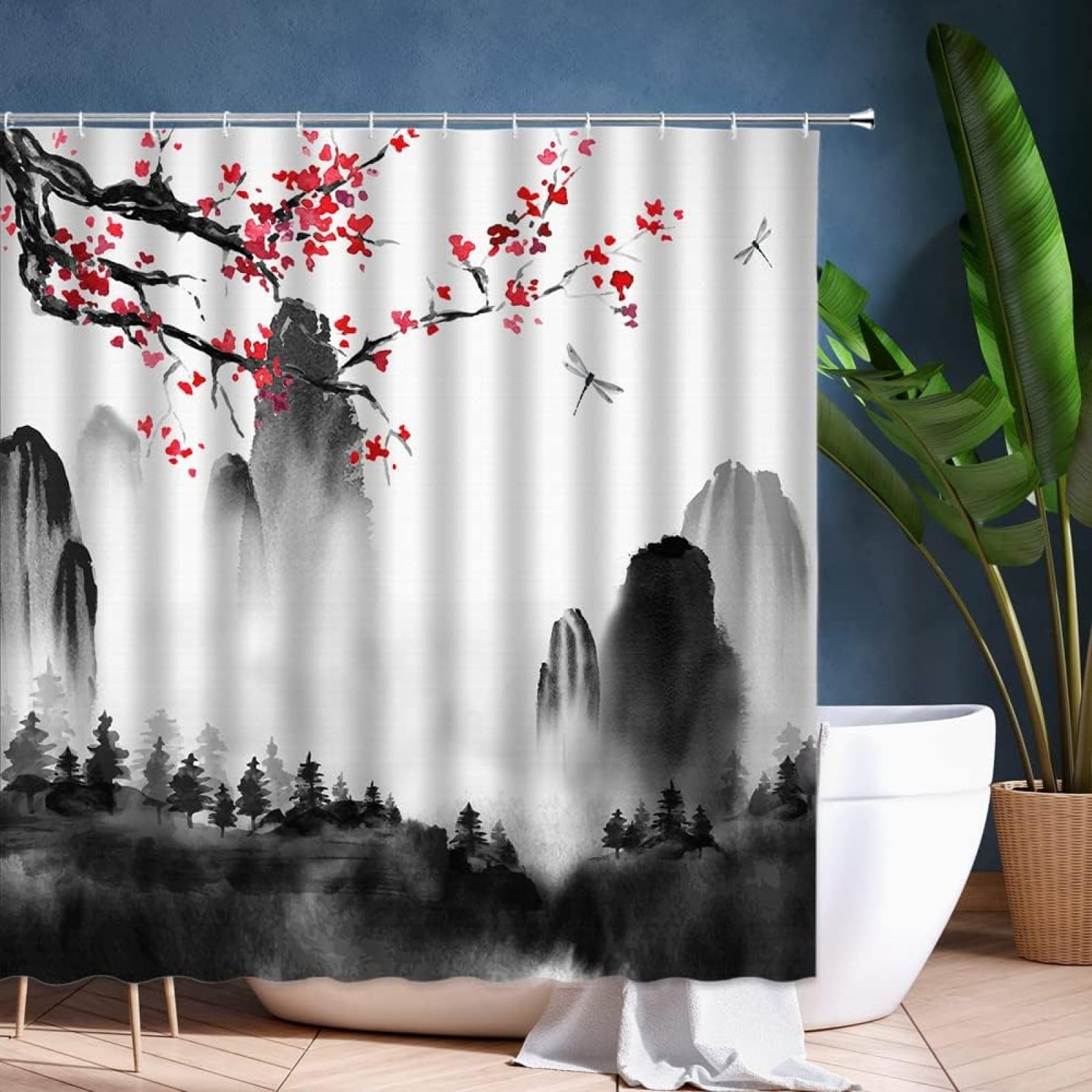 Tenda Doccia Giapponese Monte Fuji 240x200 Cm - In Poliestere Impermeabile Con 12 Ganci Inclusi