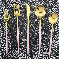 Vista 6 de Juego de cubiertos plateados, 30 piezas, mango negro y espejo plateado 304, juego de cubiertos de acero inoxidable 304, juego de cubiertos