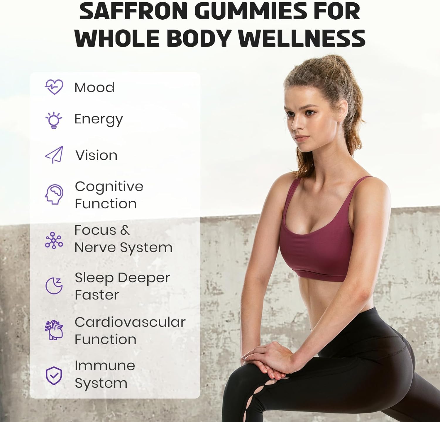 Saffron Gummies 88.5 mg with Magnesium, Max Strength Saffron Supplements with St. John’s Wort, GABA, Rhodiola, Rosemary & Passion Flower Extracts for Mood, Focus - 60 Servings - Image 4