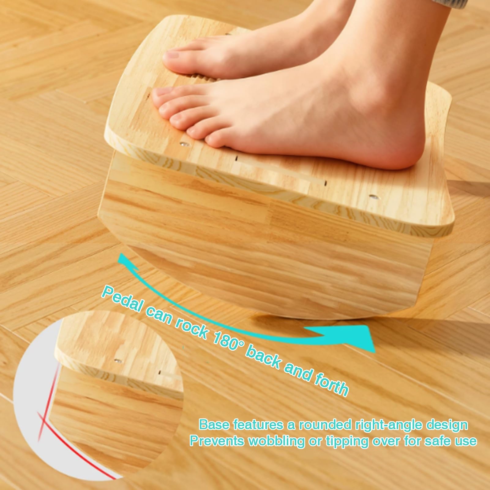 Reposapiés De Madera Mecedora 180°,Taburete Ergonómico For Pies For Debajo Los Escritorios Oficina,Aliviar El Dolor Del Escritorio,Carga Máxima 150 Kg For Mejorar(35x24x10cm)