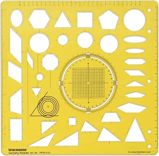 Traceease Geometric Drafting Geometry Template Drawing Stencil, Designing Template Measuring Ruler