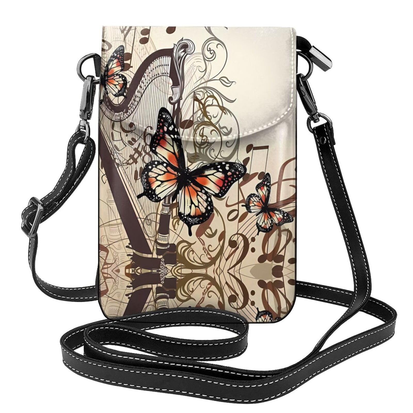 Portefeuille téléphone papillon et harpe avec rabat de protection - 7
