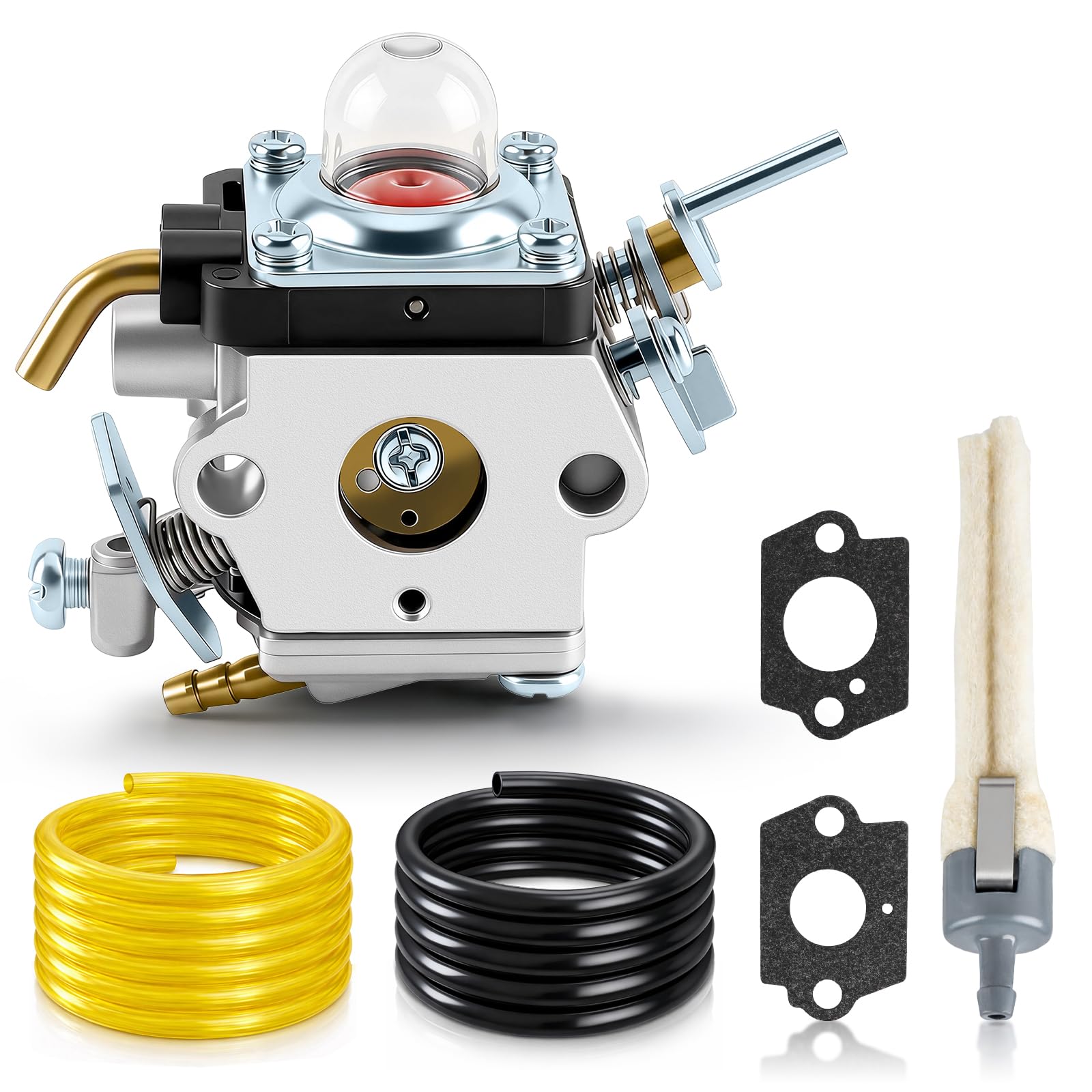 Carbbia Carburetor 545008097 for Husqvarna 129C 129L 129R 129LDX 129RJ for Jonsered GT2228 GTS2228 BC2228 Trimmer Carb w/Gasket Fuel Line Hose Filter