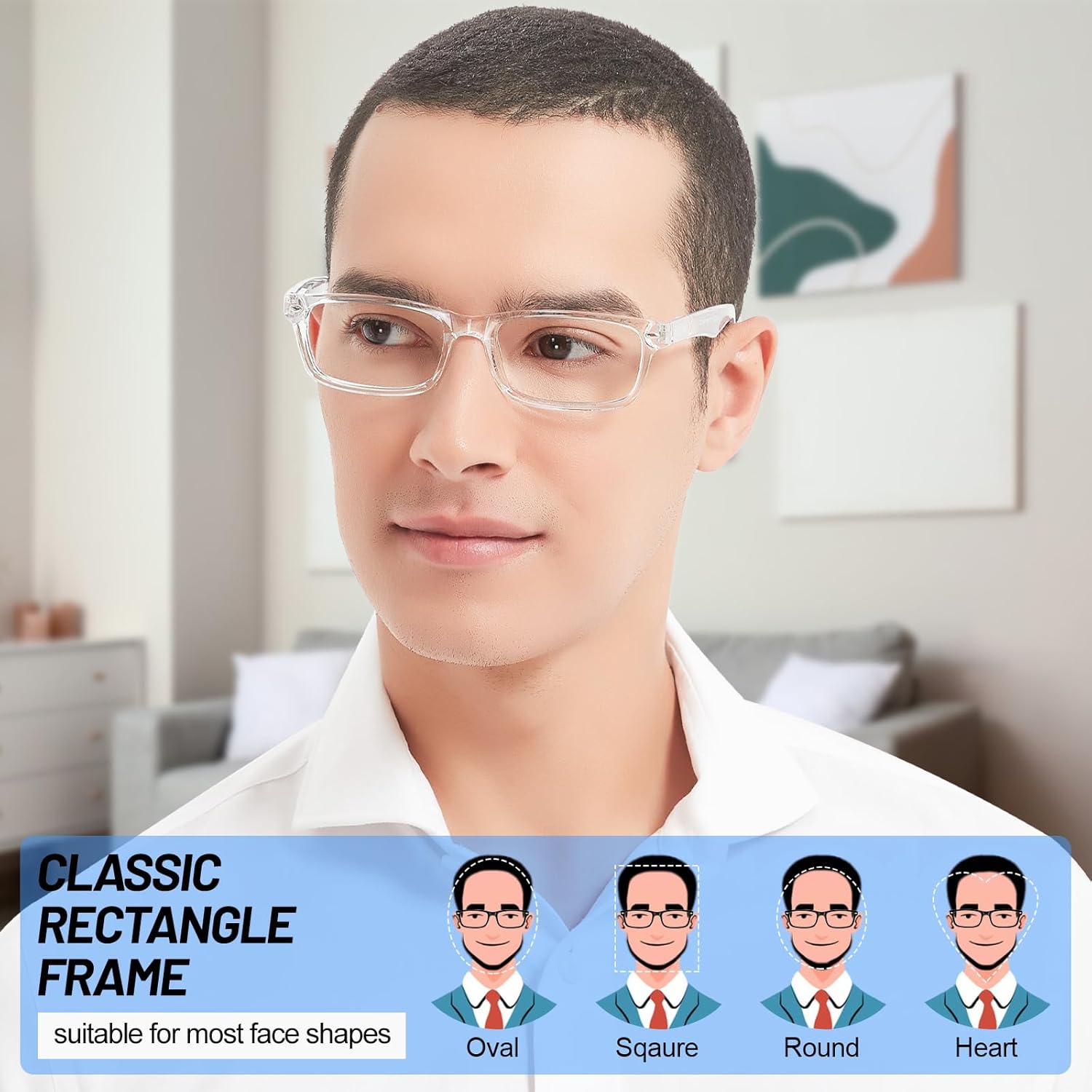 3 Packs Reading Glasses for Men Rectangle Spring Hinges Readers 1.0 1.25 1.5 1.75 2.0 2.25 2.5 2.75 3.0 3.5 4.0 - Image 2