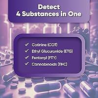 Vista 2 de Prime Screen Prueba de orina multipanel - Prueba de THC, nicotina (COT), prueba de alcohol (EtG) - [paquete de 5]