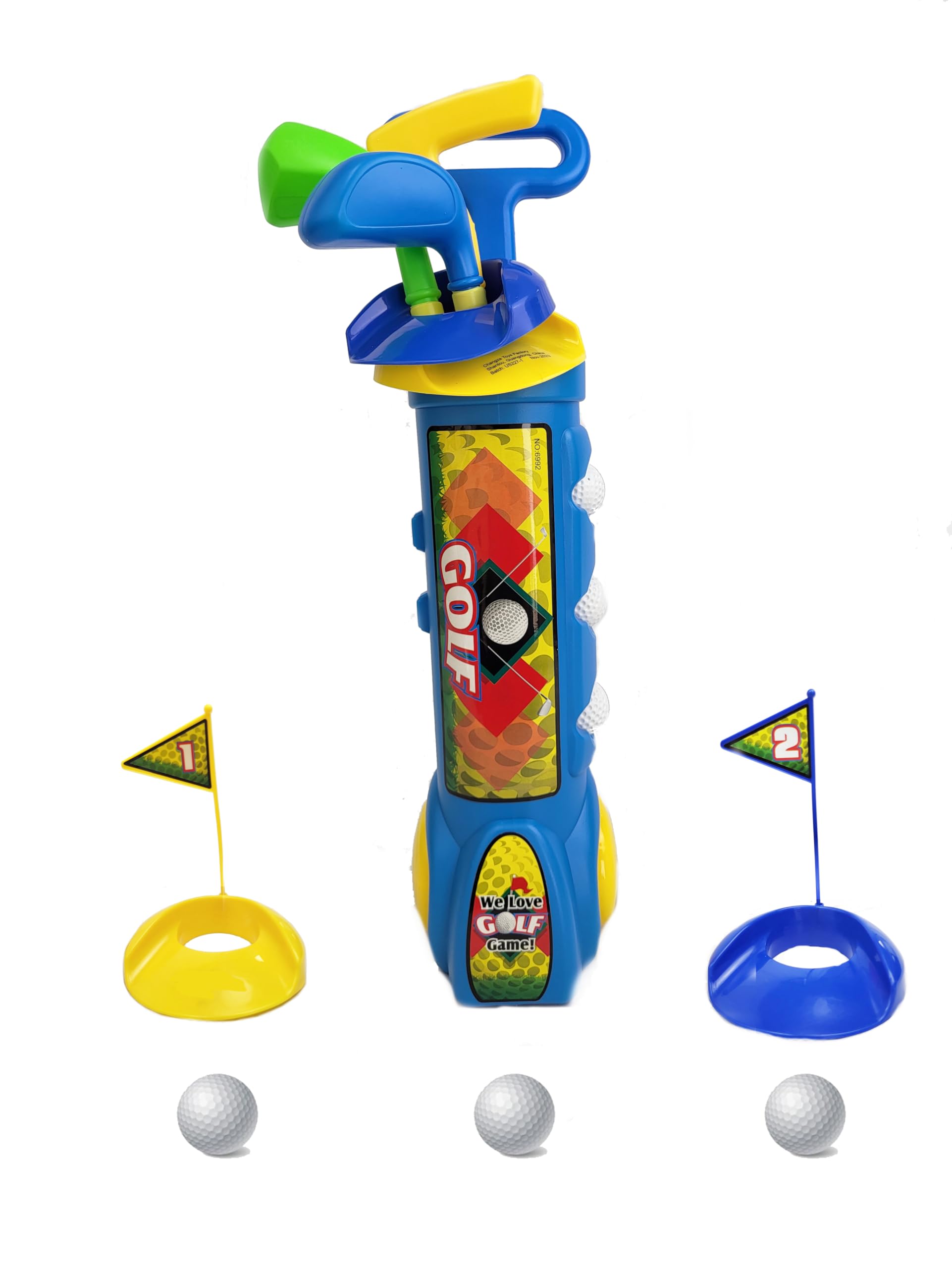 Maggie All-Inclusive Kids Golf Set with Clubs, Balls, Flags, and Trolley - Safe and Durable Toy for Indoor & Outdoor Play for Boys and Girls Ages 3-12, Medium, Blue