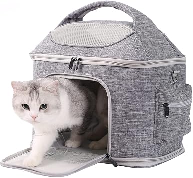 Pet Carrier for Large Fat Cats and Small Dog, Fits up to 20 pounds Car Seat Travel Carrier, Collapsible Indoor Outdoor Soft Side Carrier Bed House Airline Approved Under Seat