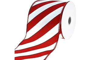 Homeford Christmas Candy Cane Grand Velvet Outdoor Wired Ribbon - 4 Inch...