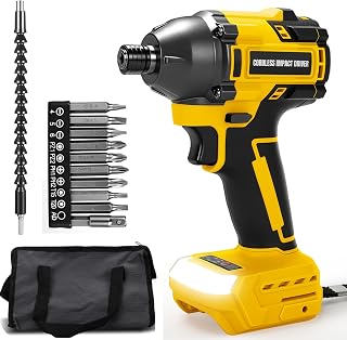 Cordless Impact Driver 1/4 inch for Dewalt 20V Max Battery (No Battery), Brushless Driver 206Ft-lbs(280N.m), 1800 RPM with LED Light, Stepless Speed Control, for Home Installation, DIY Tools