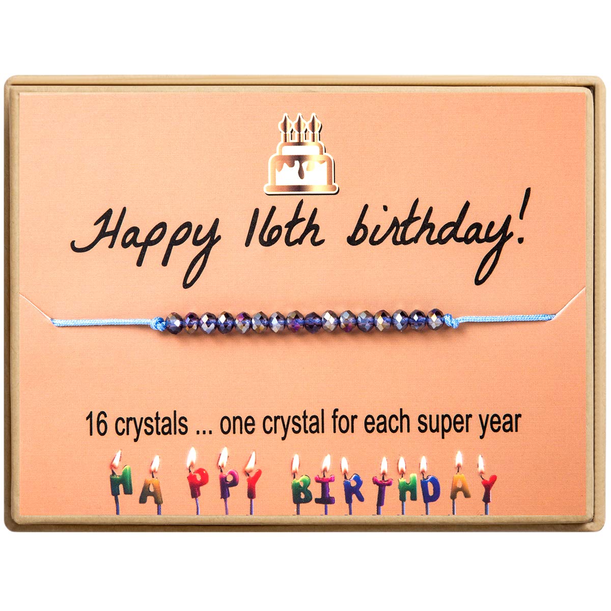 KGBNCIEHappy Birthday Bracelet Gift for Teen Girls,Crystal Beads Bracelet Gifts for 10 Year Old Girl Birthday Jewelry, cord, Crystal