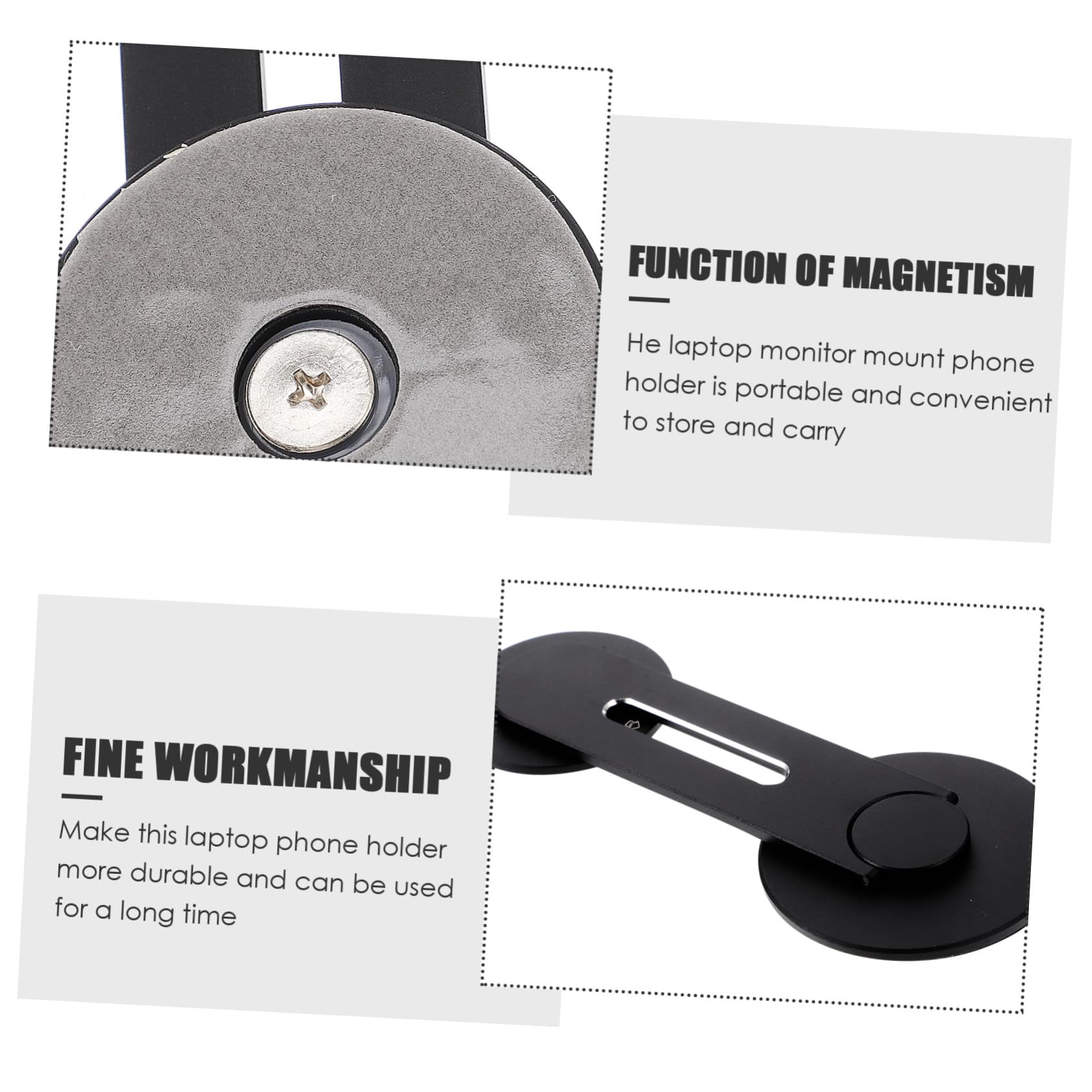 Hemobllo 3pezzi Portacellulare Magnetico Per Laptop e Monitor Supporto Per Tablet e Smartphone Design Compatto e Facile Da Trasportare e Utilizzare Ufficio o Casa