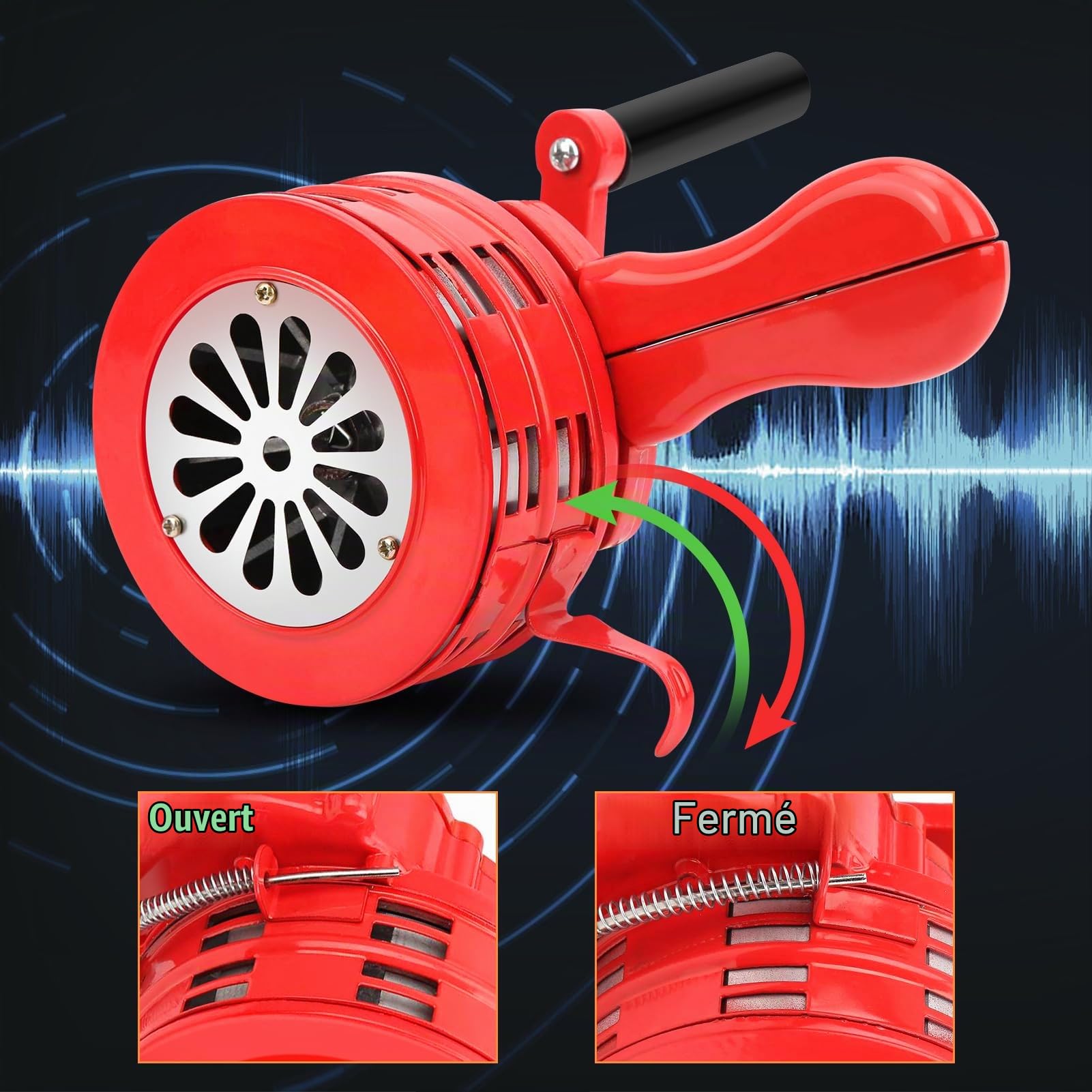 Cocoarm Sirène Portative 120 dB, Air Manuelle, Alarme Métallique Rouge