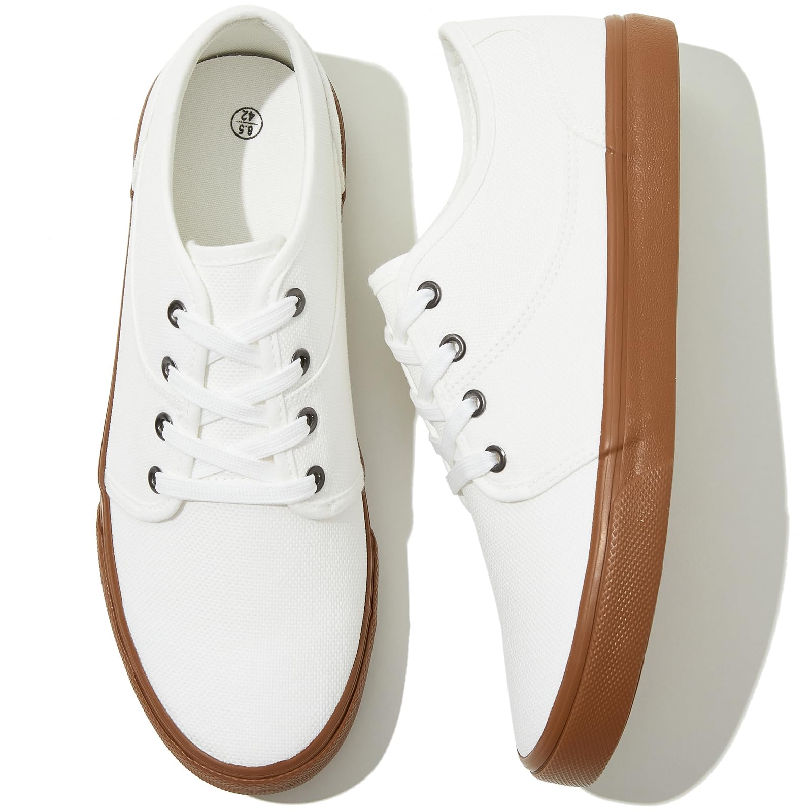 Buy ZGR Mens Canvas Shoes White Black Canvas Sneakers Lace Up Casual